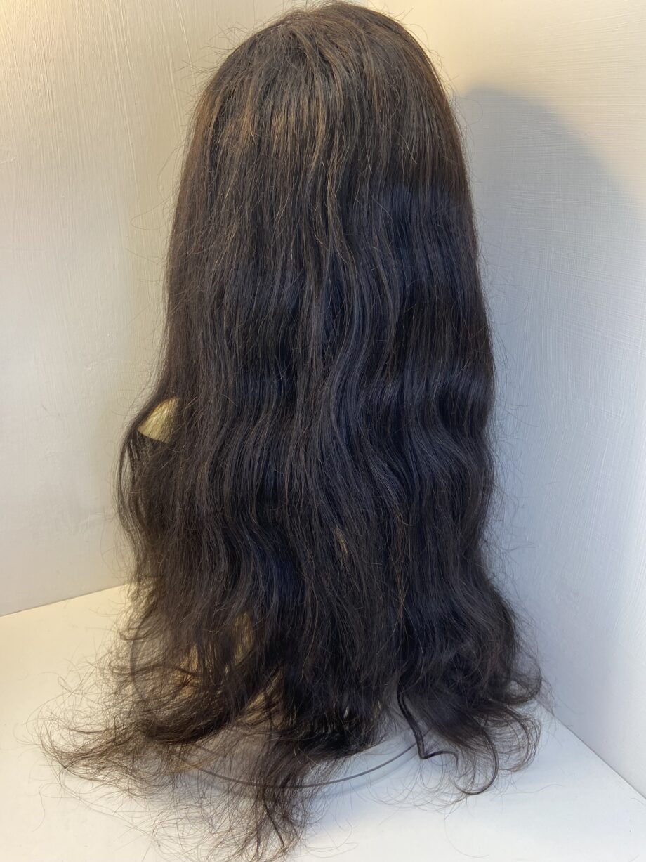 Human hair long dark brown wig. Brlw738