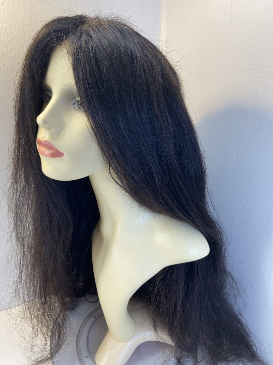 Human hair long dark brown wig. Brlw738