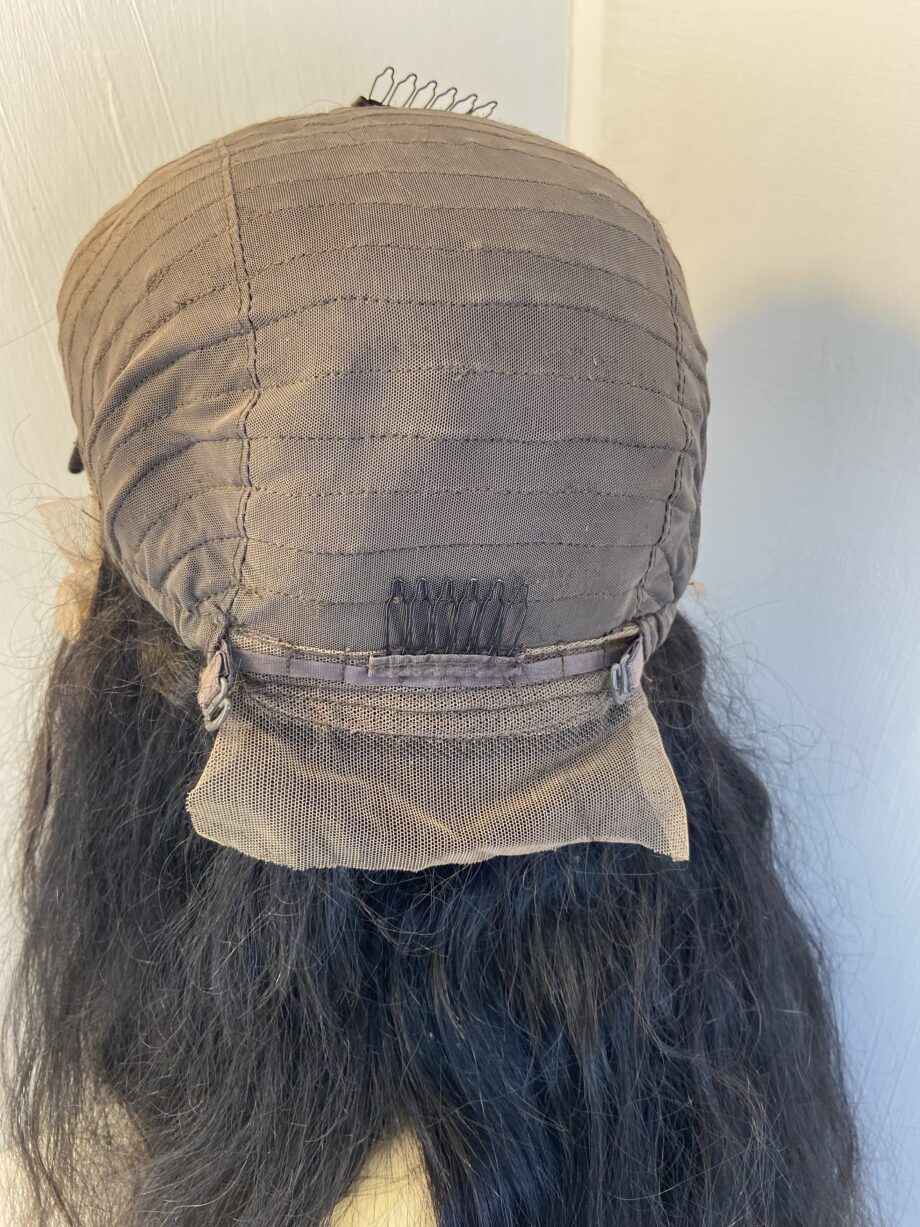 Human hair long dark brown wig. Brlw738