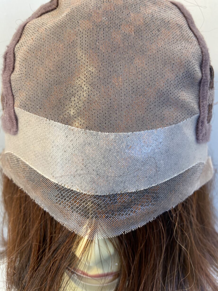 Long brown human hair blend wig.brls596
