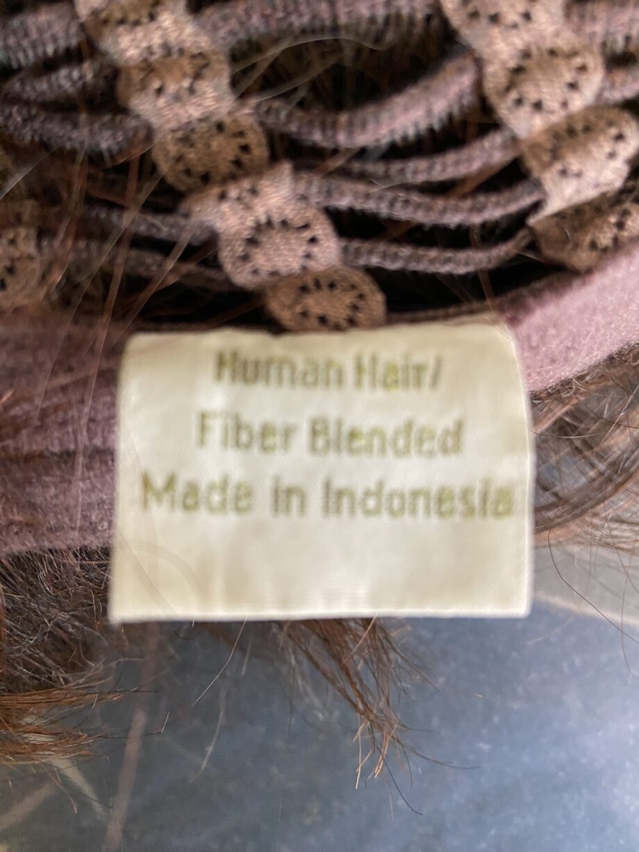 Long brown human hair blend wig.brls596