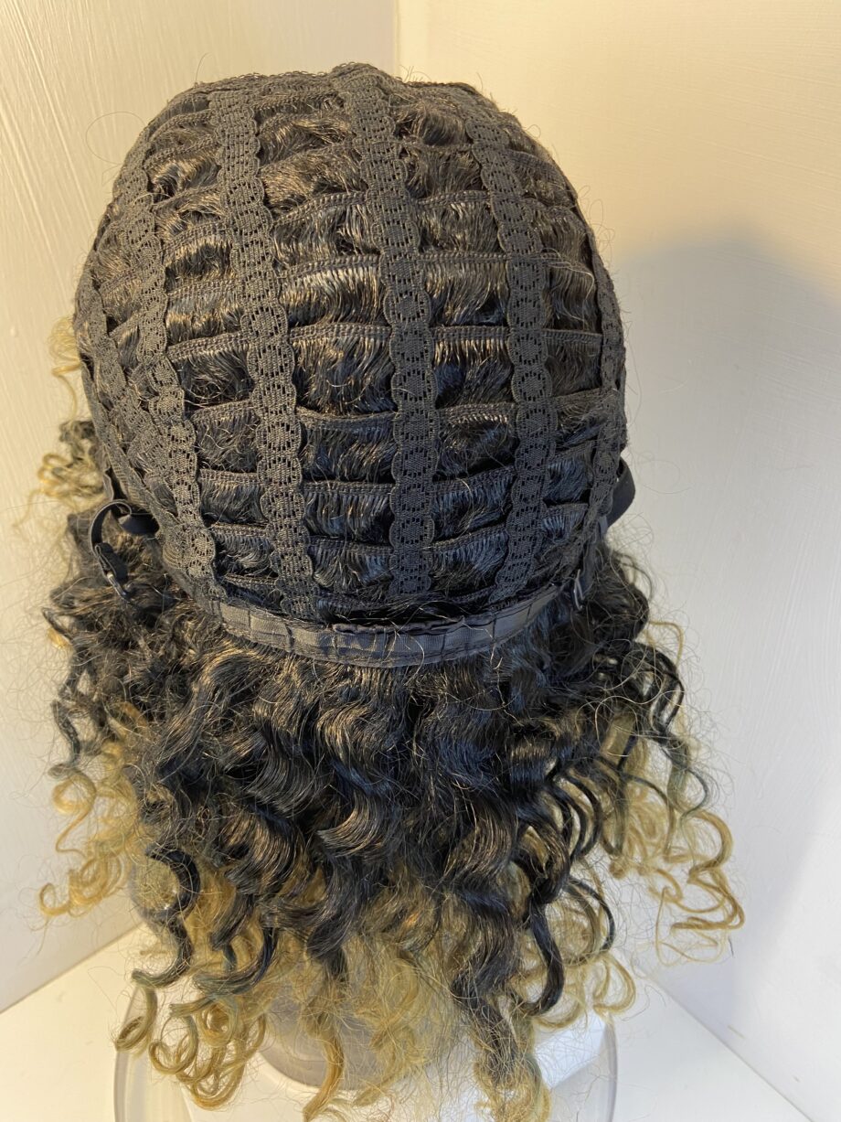 Stylish rooted brown curly wig. Brmc763