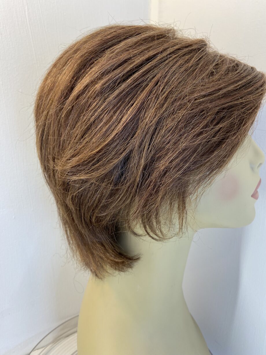 Brown part human hair wig. Brms3343