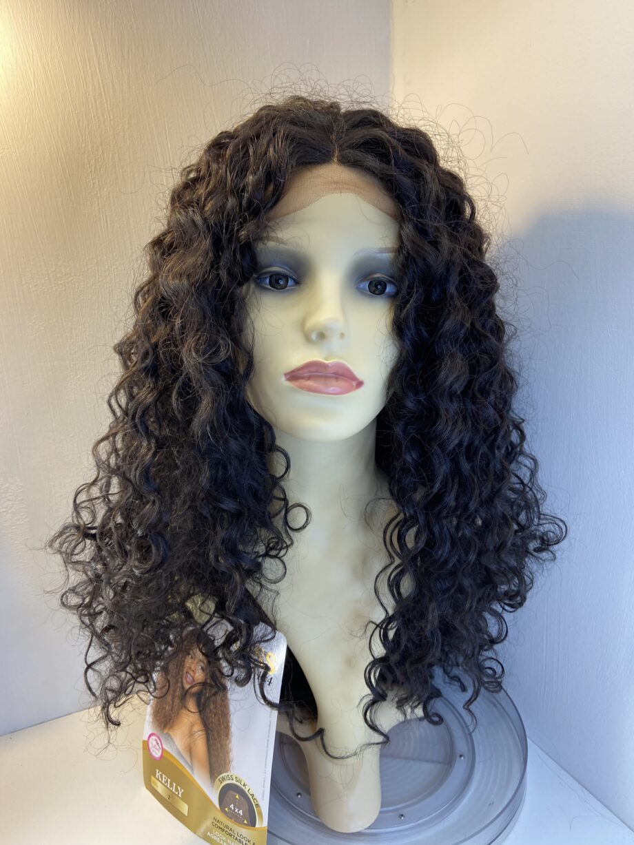 New long curly black wig. Bllc216