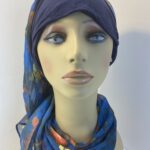 Multicoloured blue headwear. 159