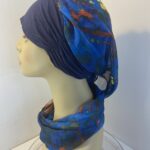 Multicoloured blue headwear. 159