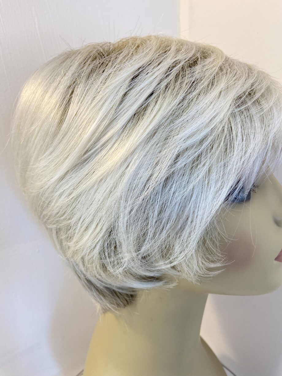 Silver rooted designer wig. Blss501
