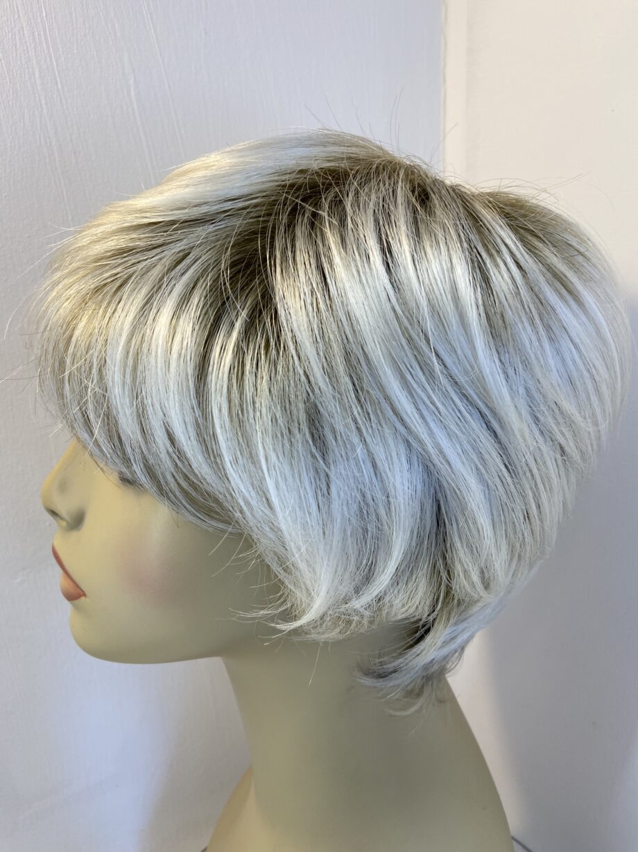 Silver rooted designer wig. Blss501