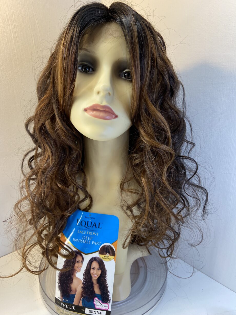 New long brown curly wig. Brlc310