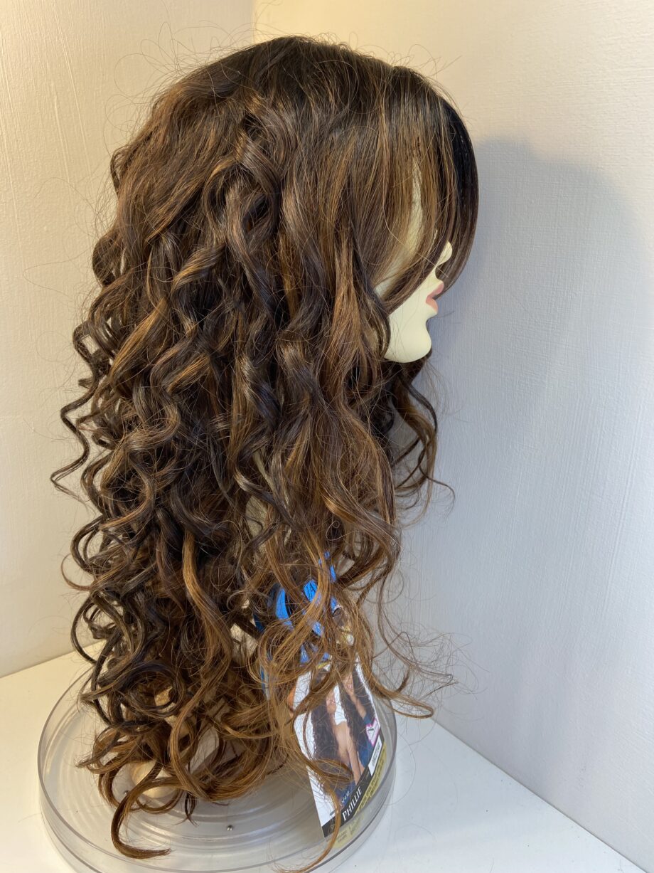 New long brown curly wig. Brlc310