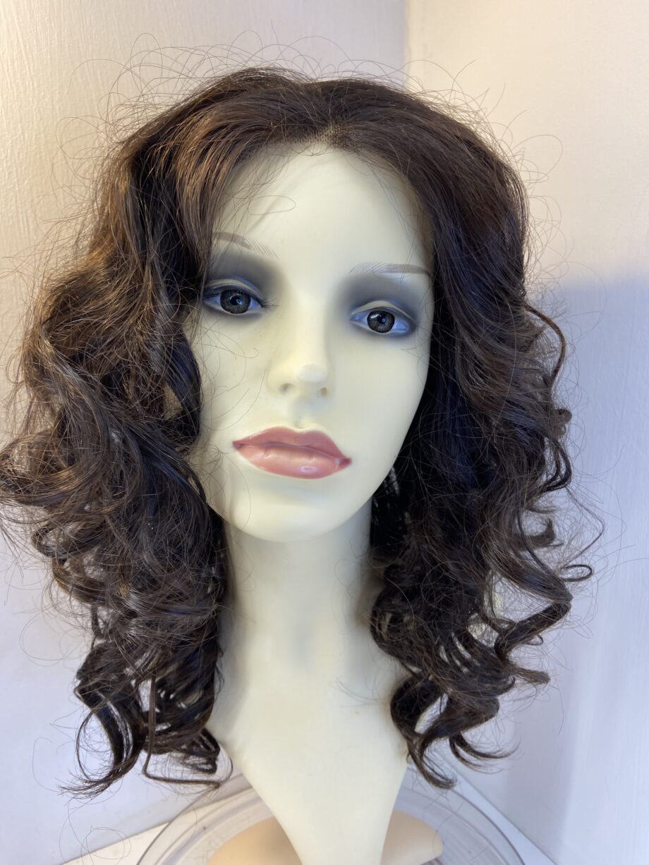 Long curly dark brown wig. Brlc682