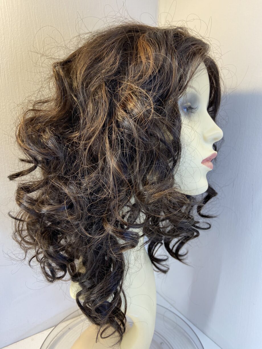 Long curly dark brown wig. Brlc682