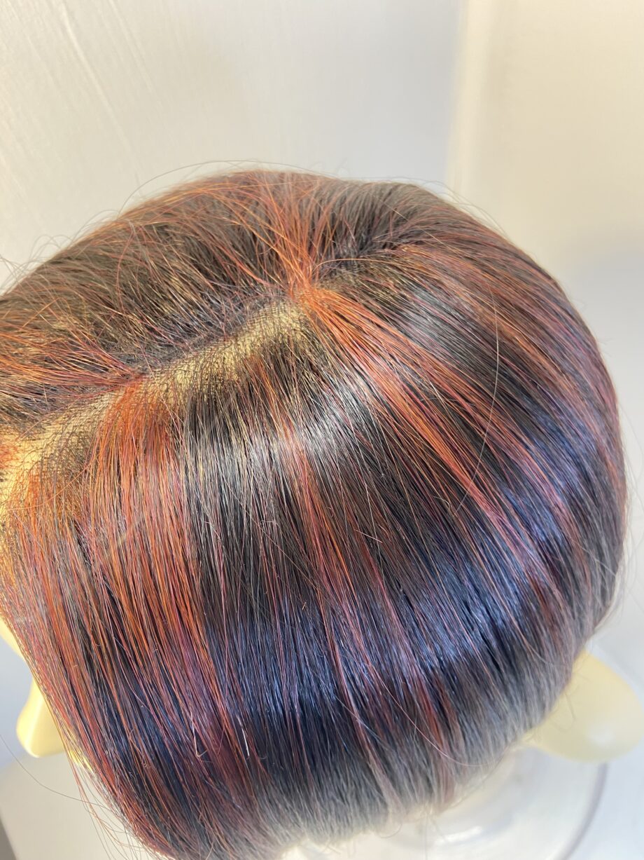 Stunning brown highlighted red wig. Brms714