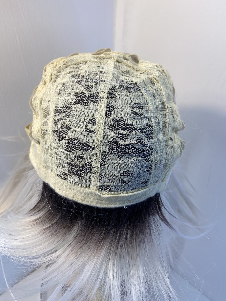 New white rooted mid length wig. Wms172