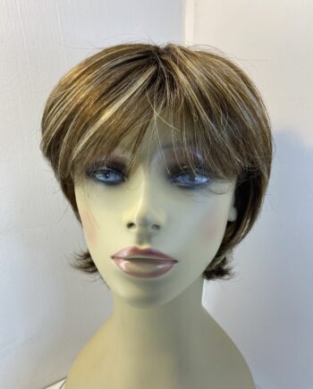 Brown highlighted mid length wig. Brms602